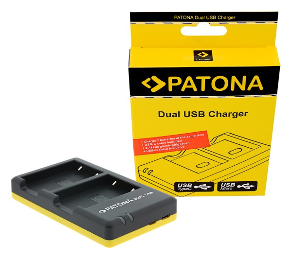 PATONA Dual Quick-Charger f.Nikon EN-EL5+, ENEL5 incl. USB-C cable