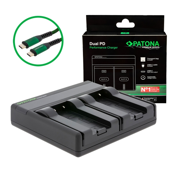 PATONA Premium Dual PD Ladegerät für Casio NP-50 USB-C Input/Output