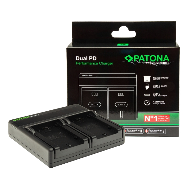 PATONA Premium Dual PD Ladegerät für Olympus PS-BLS1 PS-BLS5 Fuji NP-140 USB-C Input/Output