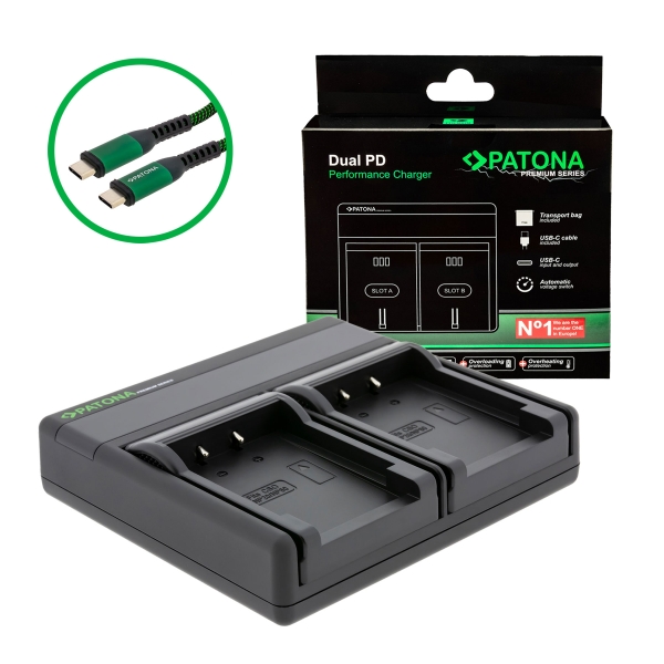 PATONA Premium Dual PD charger for Casio NP-20 NP-60 USB-C Input/Output