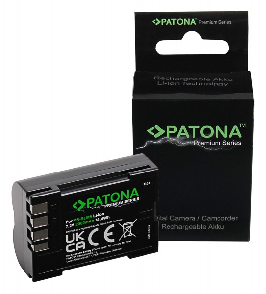 PATONA Premium Battery f. Olympus BLM1 BLM5 E1 E3 E5 E300 E330 E500 E510 E520 C-8080 C-7070 C-5060