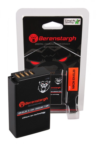 BERENSTARGH Batterie pour Nikon EN-EL20 1 A Blackmagic Pocket J1 J-1 J2 J3 S1 V3 V-3