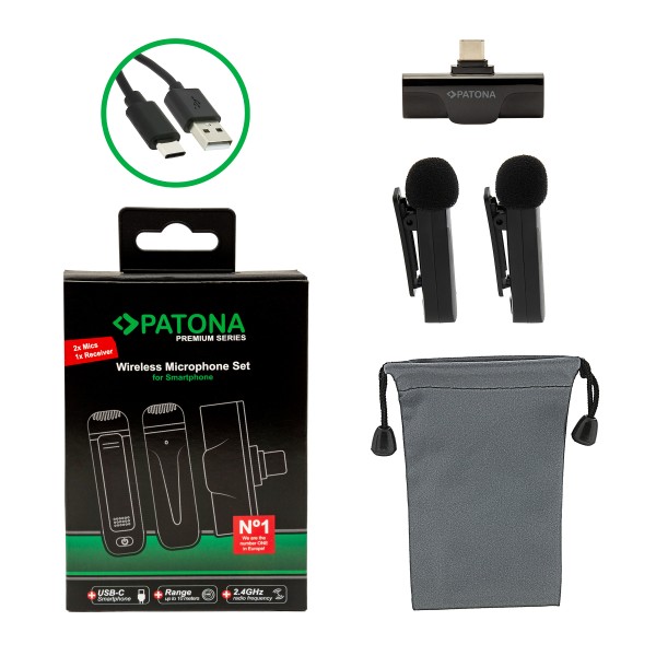 PATONA premium clip-on lavalier microphones for smartphones with USB-C