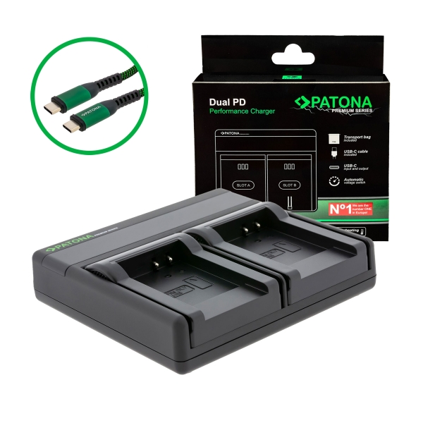 PATONA Premium Dual PD charger for Olympus Li-70B USB-C Input/Output