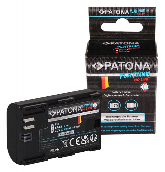 PATONA Platinum Battery with USB-C Input f. Canon LP-E6 LPE6 EOS 60D 70D 5D 6D 7D Mark III
