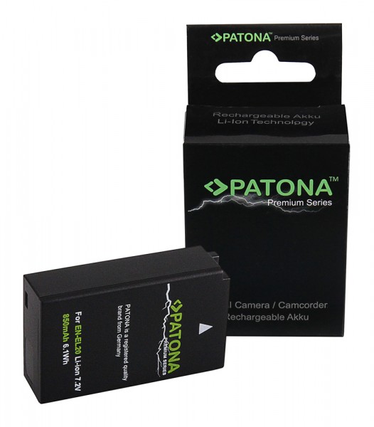 PATONA Premium Batterie pour Nikon EN-EL20 1 A Blackmagic Pocket J1 J-1 J2 J3 S1 V3 V-3