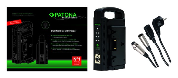 PATONA Premium Gold Mount Dual Charger for Panasonic AN-190W BL-BP150 BP-150S with 4-Pin XLR Cable