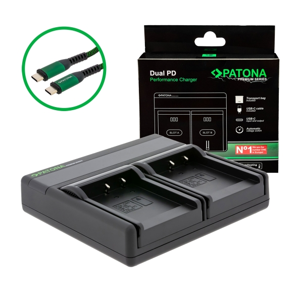 PATONA Premium Dual PD charger for Casio NP-110 USB-C Input/Output