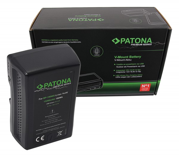 PATONA Premium Batterie V-Mount 190Wh pour. Sony BP190WS DSR 250P 600P 650P 652P