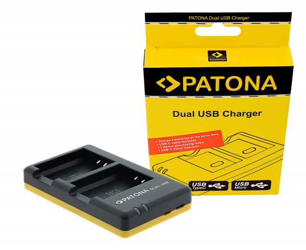 PATONA Dual Quick-Charger f. Canon LP-E10 LPE10 incl. USB-C cable