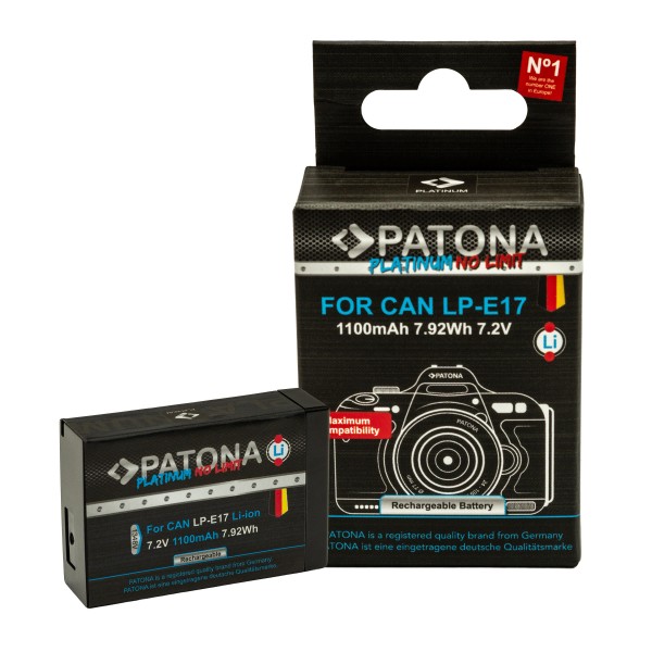 PATONA Platinum Batterie complètement décodé pour Canon LP-E17 EOS 750D 760D 8000D Kiss X8i M3 Rebel Rebel T6i