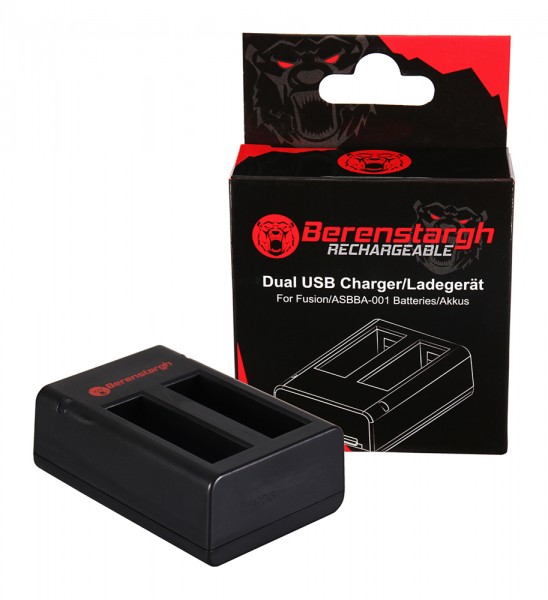 Berenstargh Dual Quick-Charger f. GoPro Fusion, ASBBA-001 incl. Micro-USB cable