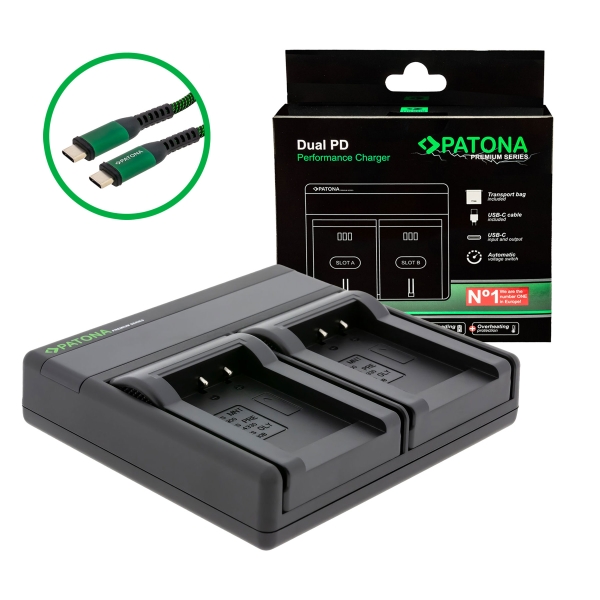 PATONA Premium Dual PD charger for Minolta NP-900 USB-C Input/Output