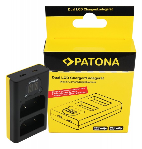 PATONA Dual LCD USB Charger f. Olympus OM-1 BLX-1