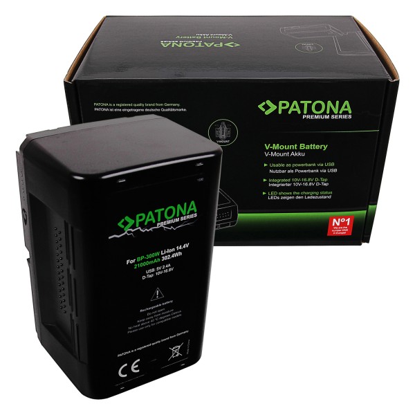 PATONA Premium Batterie V-Mount 302Wh pour Sony BP300W DSR 250P 600P 650P 652P