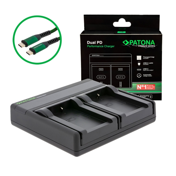 PATONA Premium Dual PD charger for Minolta NP-200 USB-C Input/Output