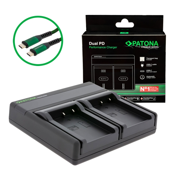 PATONA Premium Dual PD charger for Casio NP-90 USB-C Input/Output