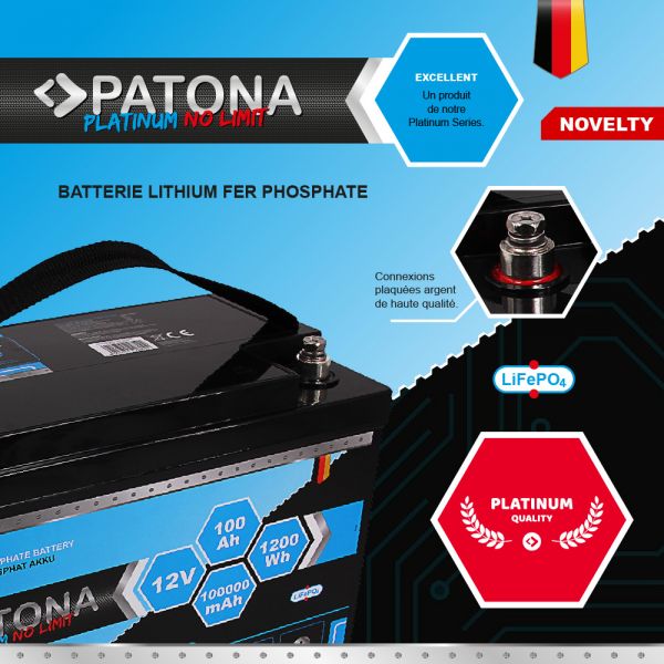 PATONA Platinum LiFePO4 Batterie 12V 100Ah 1200Wh 100.000mAh