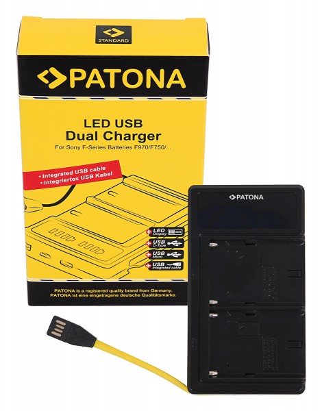 PATONA Dual LED USB Ladegerät f. Sony NP-FM50 NP-F550 NP-F750 NP-F970