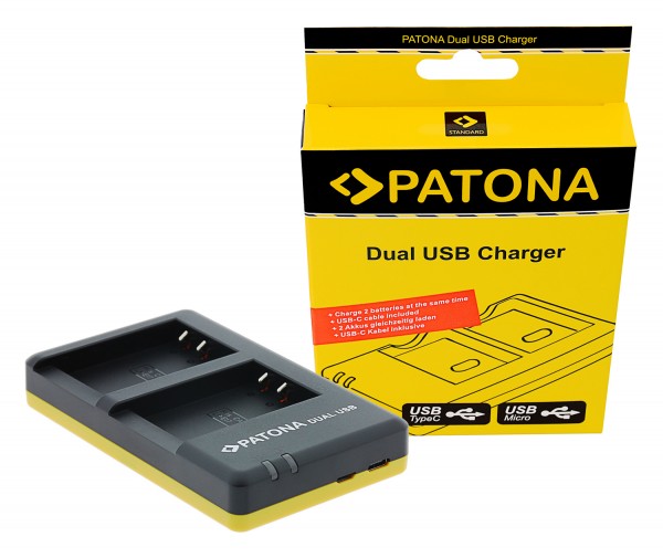 PATONA Dual Quick-Charger f. Canon LP-E17 EOS 750D 760D Kiss X8i incl. USB-C cable