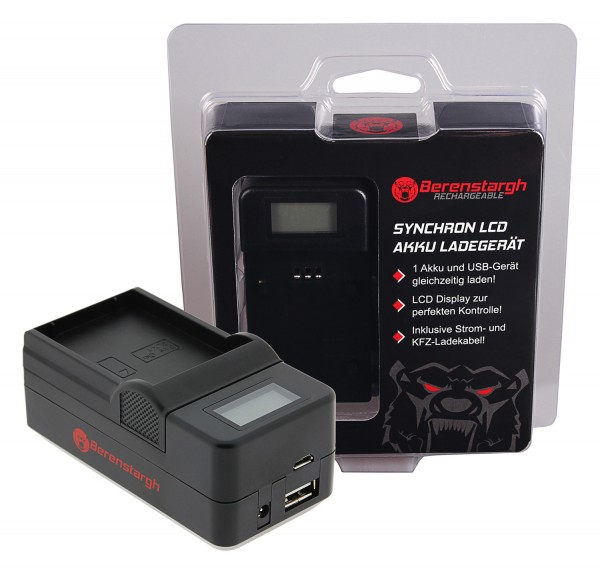 Berenstargh Dual LCD USB Chargeur pour Olymous OM-1 BLX-1