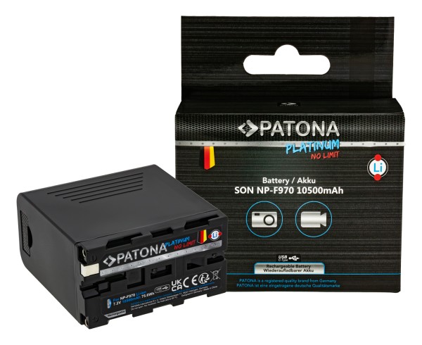 PATONA Platinum Battery with PD20W USB-C in/out f. Sony NP-F970 F960 F950 PD20W USB-A 5V/2A