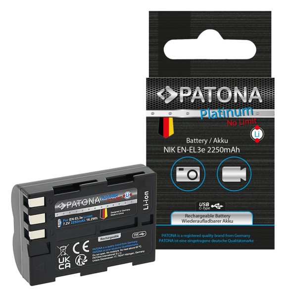 PATONA Platinum Battery with USB-C Input f. Nikon D700 D300 D200 D100 D80 D70 D50 EN-EL3e