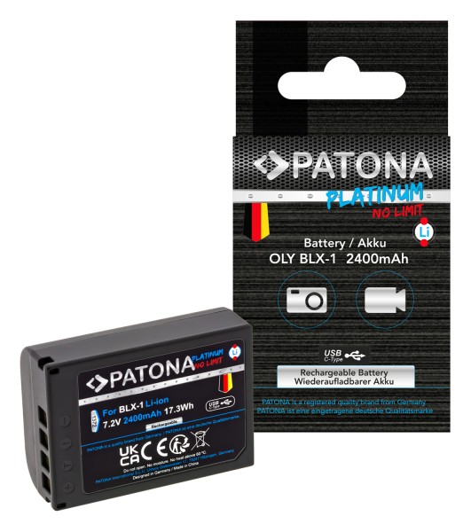 PATONA Platinum Battery with USB-C Input for Olympus OM-1 OM1 BLX-1 BLX1