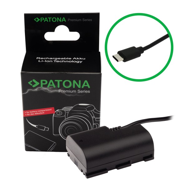 PATONA Premium USB-C Input battery adapter for Canon LP-E6 LP-E6N LP-E6NH XC10 EOS R EOS 80D 7D 70D 6D