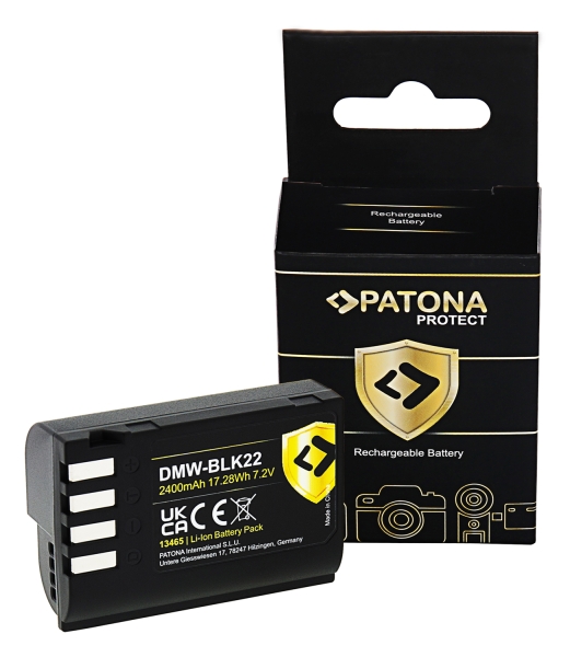 PATONA PROTECT Batterie pour Panasonic DMW-BLK22 DC-S5 G9 GH5 GH5S GH6