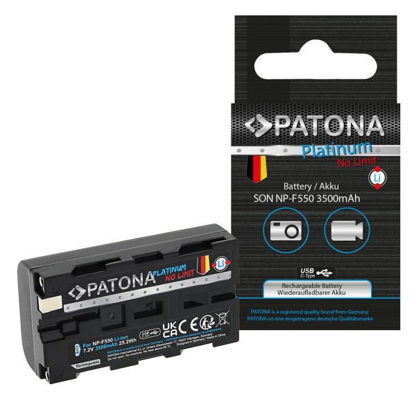 PATONA Platinum Battery with USB-C Input f. Sony NP-F550 F330 F530 F750 F930 F920