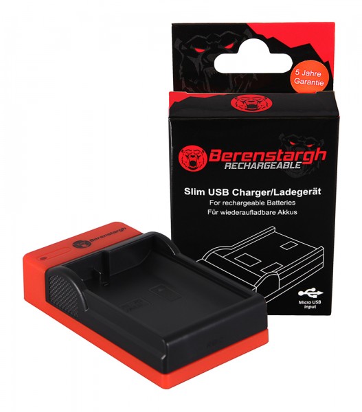Berenstargh mince Chargeur Micro-USB pour Olympus Fuji PS-BLS1 Evolt E400 E-400 E410 E-410 E420 E-420