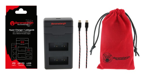 Berenstargh Hyper PD Charger for Fuji NP-W126 HS30 EXR HS30EXR HS-30EXR HS33 EXR HS33EXR HS-33EXR XPro 1 X-Pro 1 incl. USB-C Cable