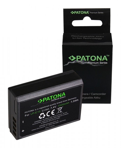 PATONA Premium Batterie pour Canon LP-E10 EOS 1200D EOS1100D EOS-1100D T3 X50