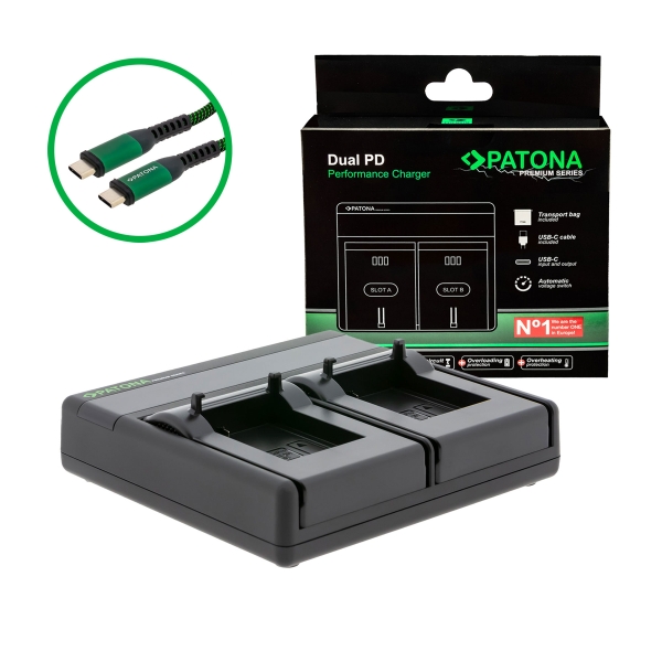 PATONA Premium Dual PD charger for GoPro AHDBT-301 AHDBT-302 USB-C Input/Output