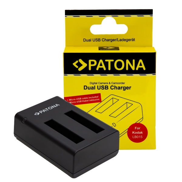 PATONA USB Dual Charger for Kodak WPZ 2 LB-015 incl. Micro-USB Cable