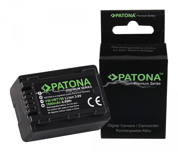 PATONA Premium Batterie pour Panasonic VW-VBT190 HC V110 V120 V160 V210 V250EB V270 V380