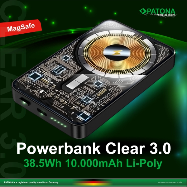 PATONA Premium Powerbank Clear 3.0 PD20W 10.000mAh Charge rapide magnétique sans fil