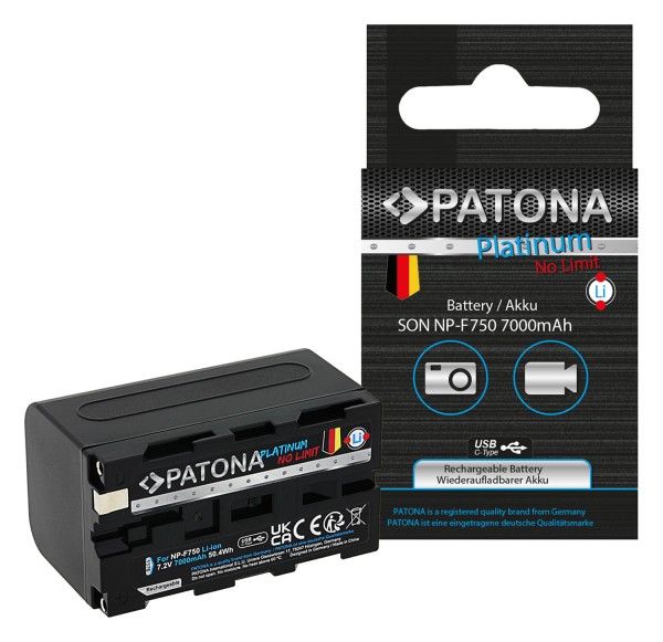 PATONA Platinum Battery with USB-C Input f. Sony NP-F750 F330 F530 F550 F930 F920