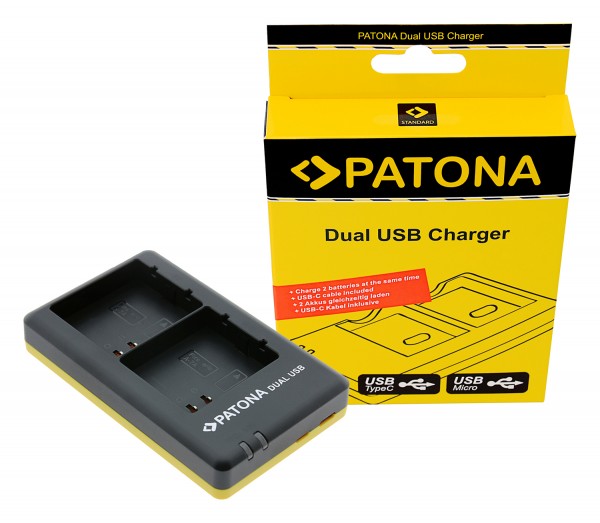 PATONA chargeur double pour Arlo A-7A A-14 Pro 3 Pro 4 FB-1001 2GB VML2030 Ultra 2 avec câble USB-C