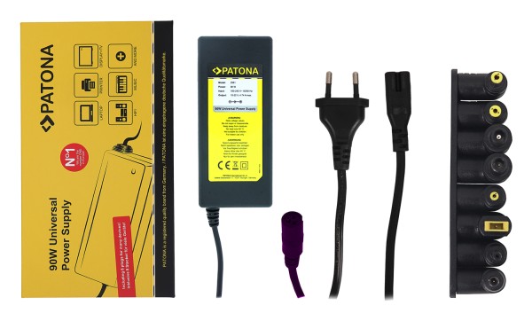 PATONA 90W universal power supply for notebook, printer, hifi, music, external hard drive with 8 different plugs 18,5-20V