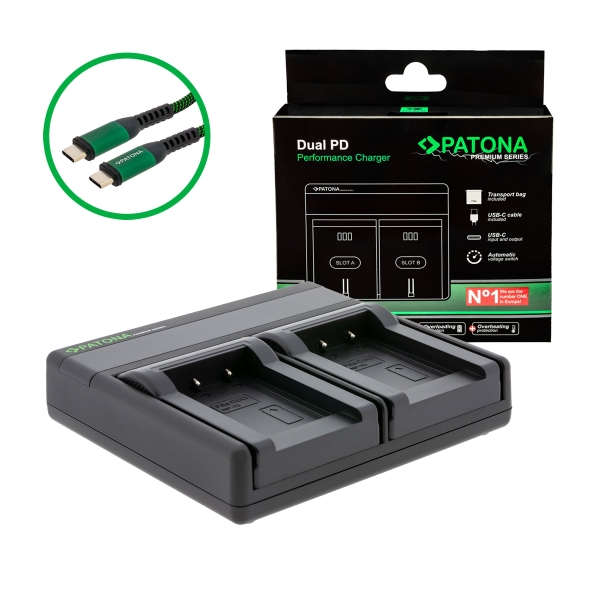PATONA Premium Dual PD Ladegerät für Casio NP-70 USB-C Input/Output
